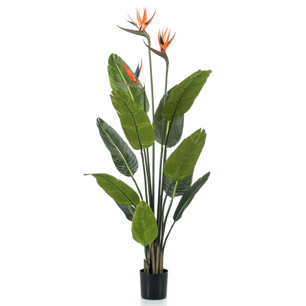 Emerald Smaragdkunstpflanze mit Topf und Blumen Strelitzia 120 cm