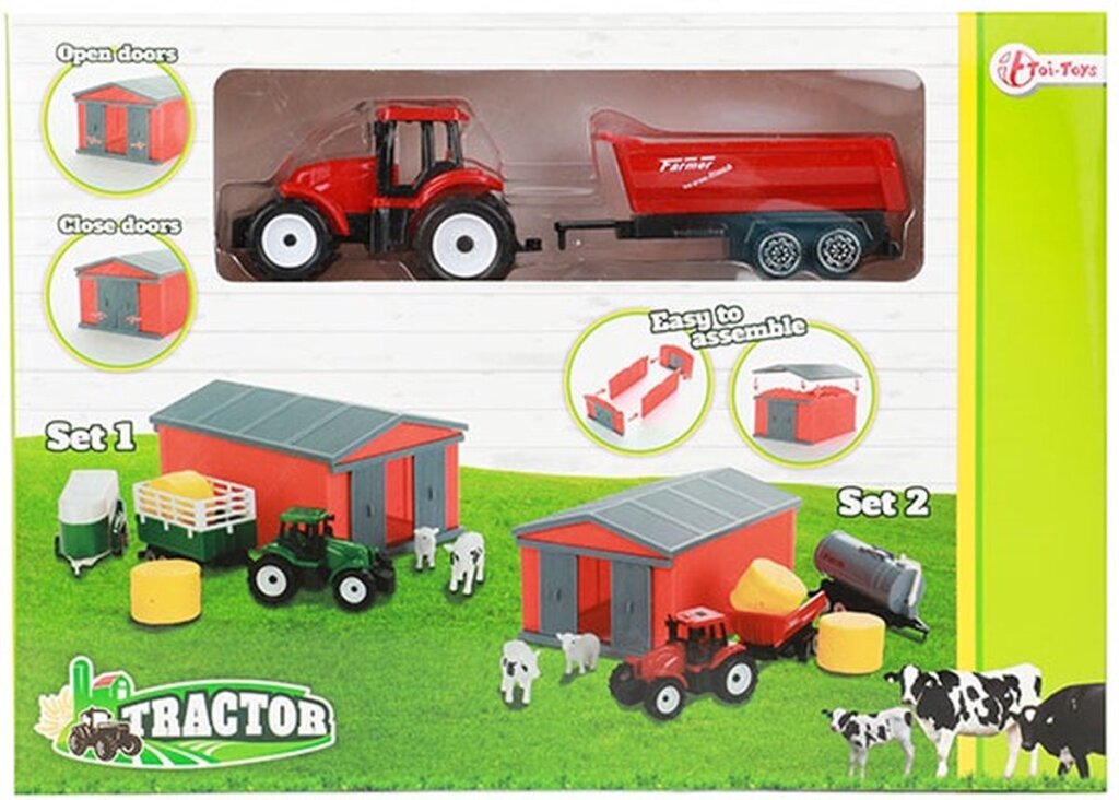 Toi-Toys Toi Toys Tractor Set With Shed different versions