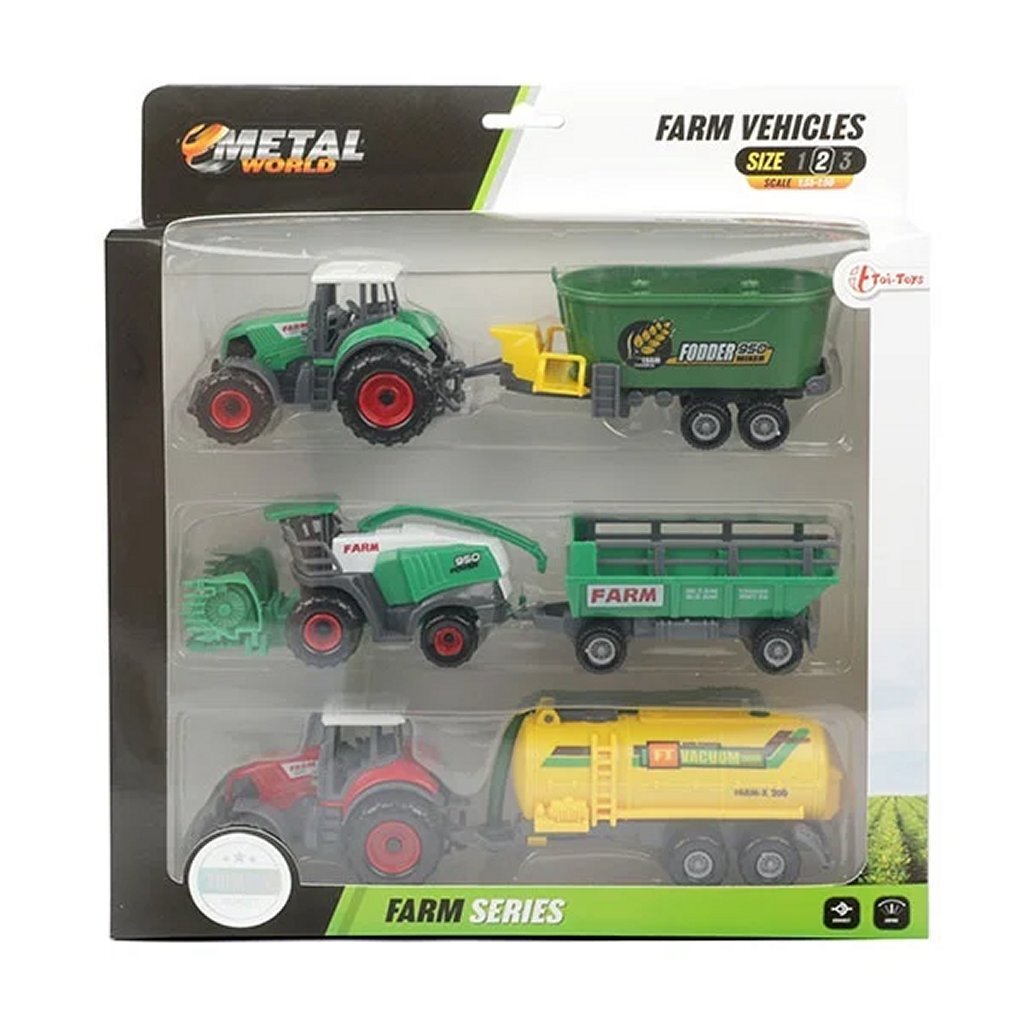 Tractor de metal con remolque, 6dlg.