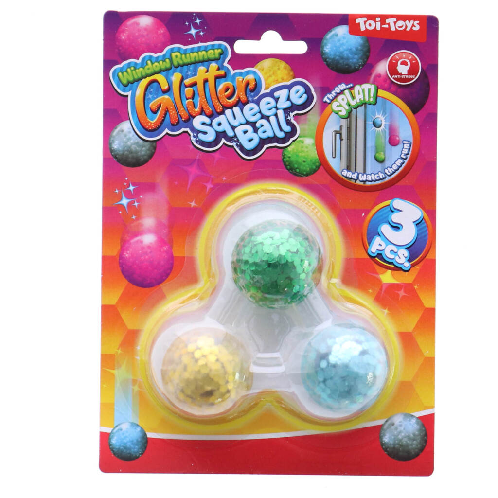 Toi-Toys Raamkruiper Knijpballen Glitter, 3st.