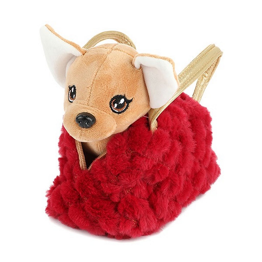 Toi-Toys Plüsch Chihuahua Hund in einer blutlingen Handtasche