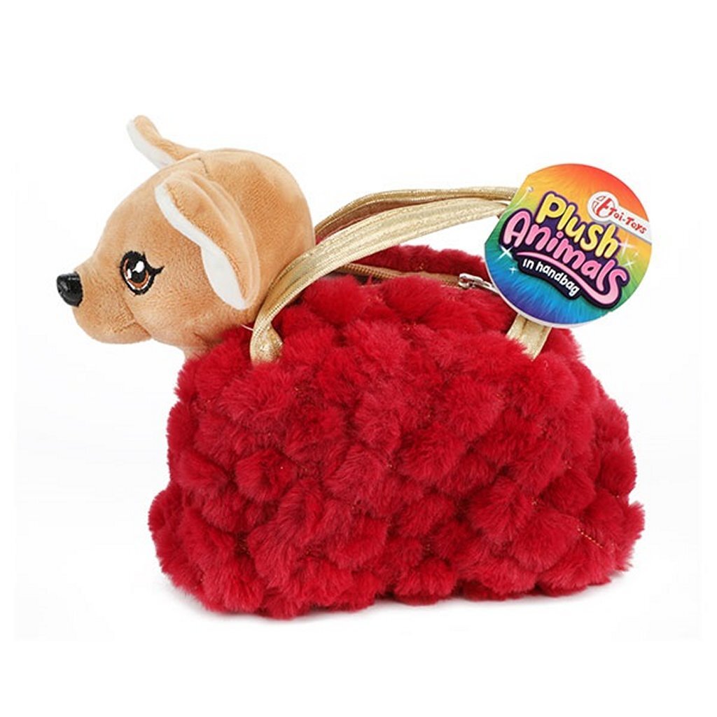 Toi-toys peluche chihuahua cane in borsetta caldante