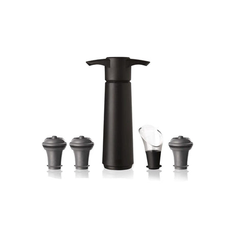 Vacu vin Wäin Saver 5-Stéck Set schwaarz