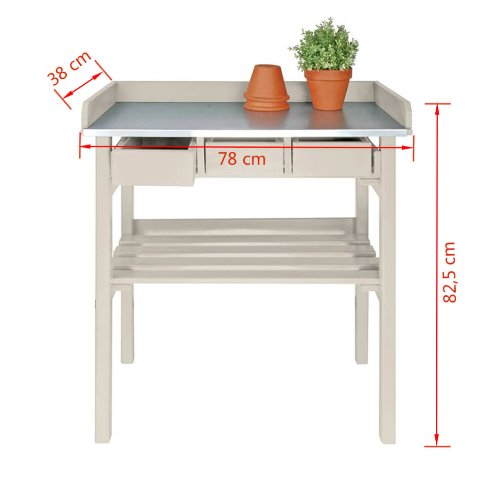 Esschert Design Esschert Design Garden Aarbecht Dësch mat Tiräng (Wäiss) CF29W