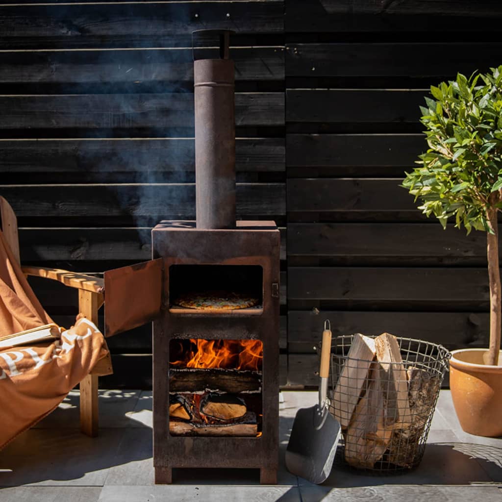 Esschert Design Esschert Design Terrace Stove avec Pizza Four Rust -Colored