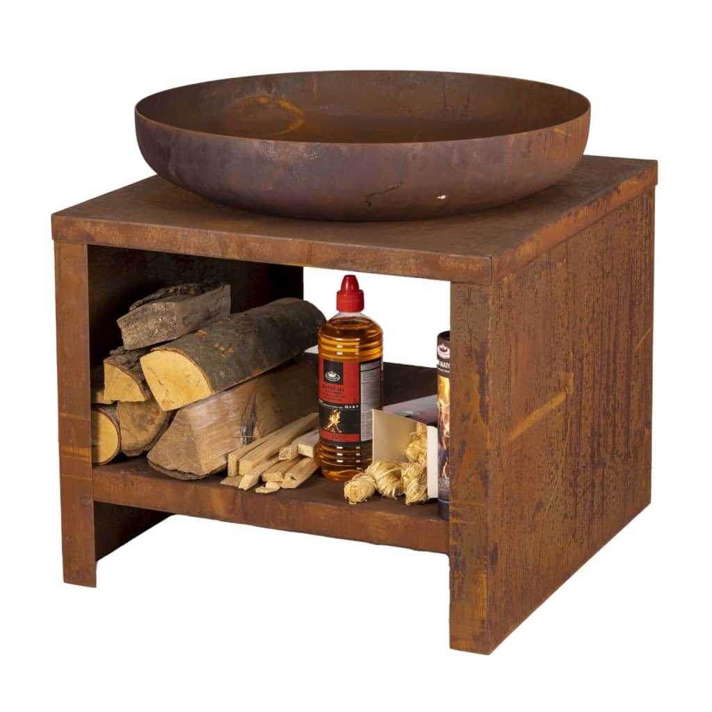 Esschert Design Esschert Design fire bowl with wood storage 62 cm rust -colored