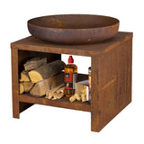 DESIGNES ESSCHERT ESSCHERT DESIGN BOLLE À FEU avec rangement en bois 62 cm Rust -Colored