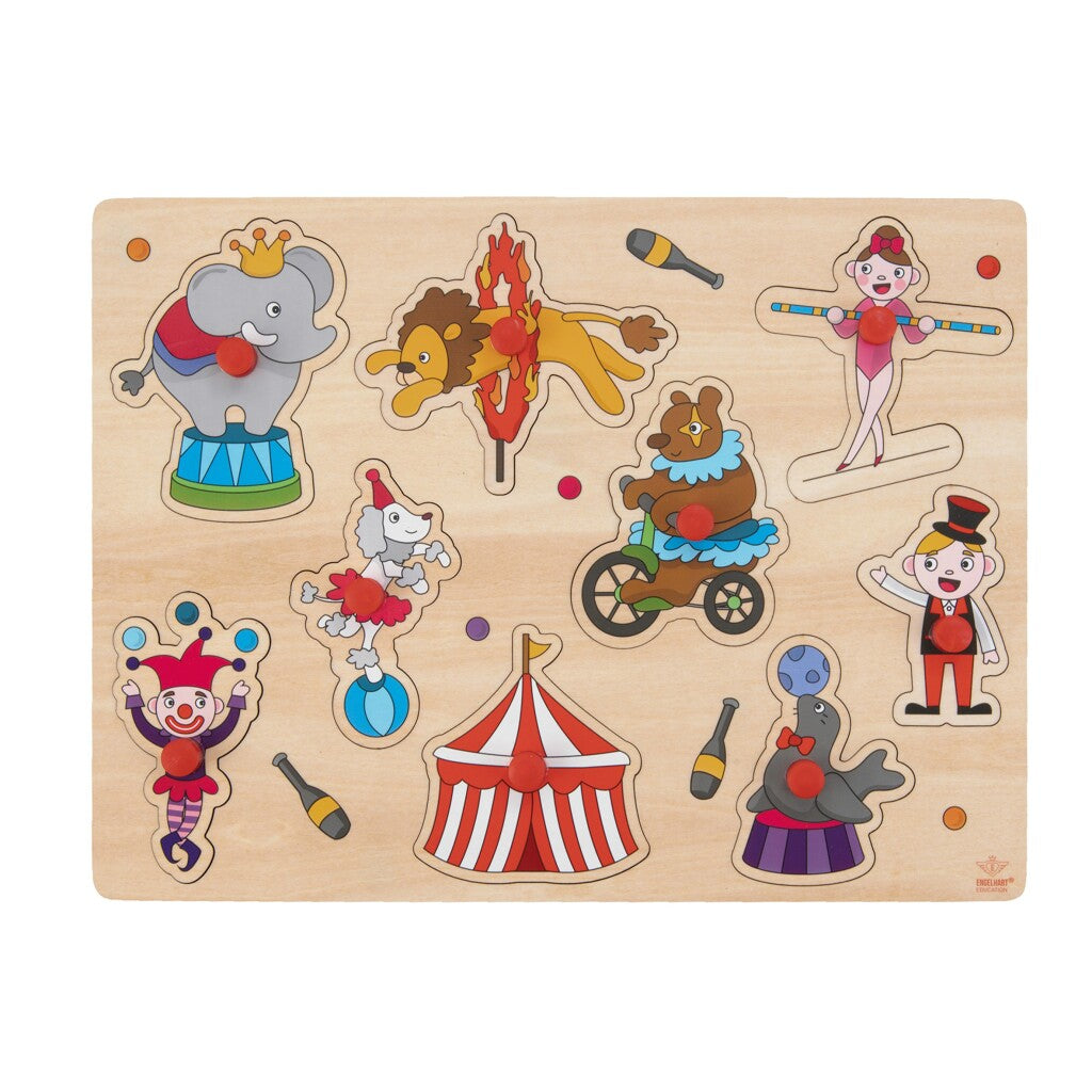 Drewniane przyciski Engelhart Puzzle Circus 9 sztuk