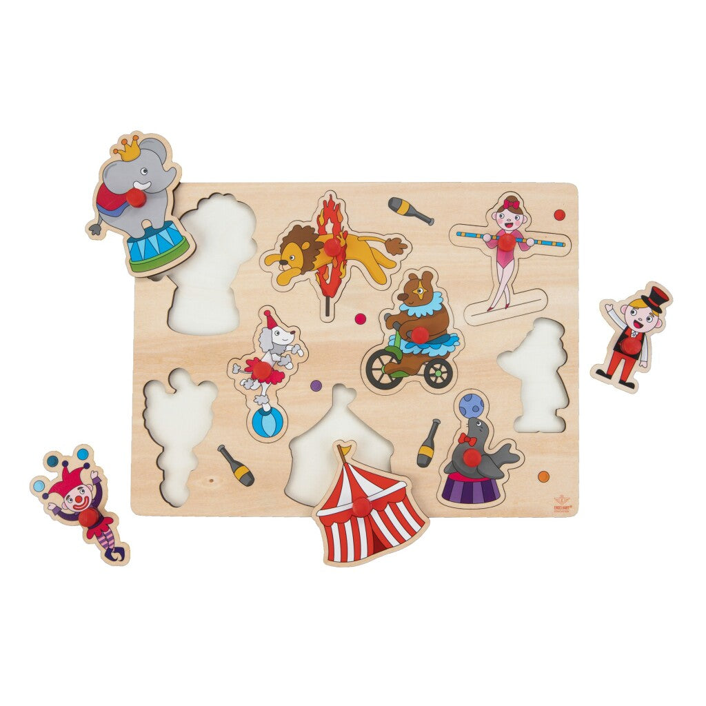 Pulsanti in legno Engelhart Puzzle Circus 9 pezzi