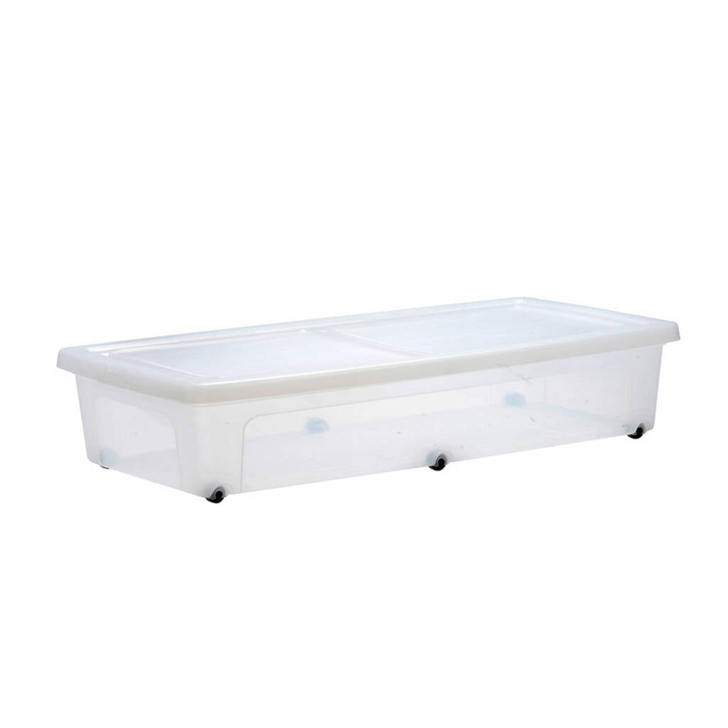 Bac de stockage d'iris avec roues 38L 40x80x15 cm blanc transparent