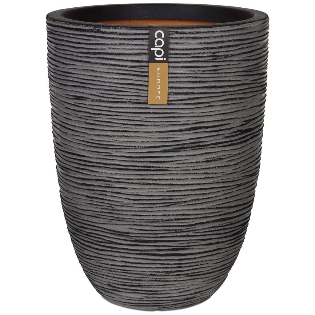 Capi Capi Flowerpot Nature Rib Elegant Low 36x47 cm Anthracite Kofz782