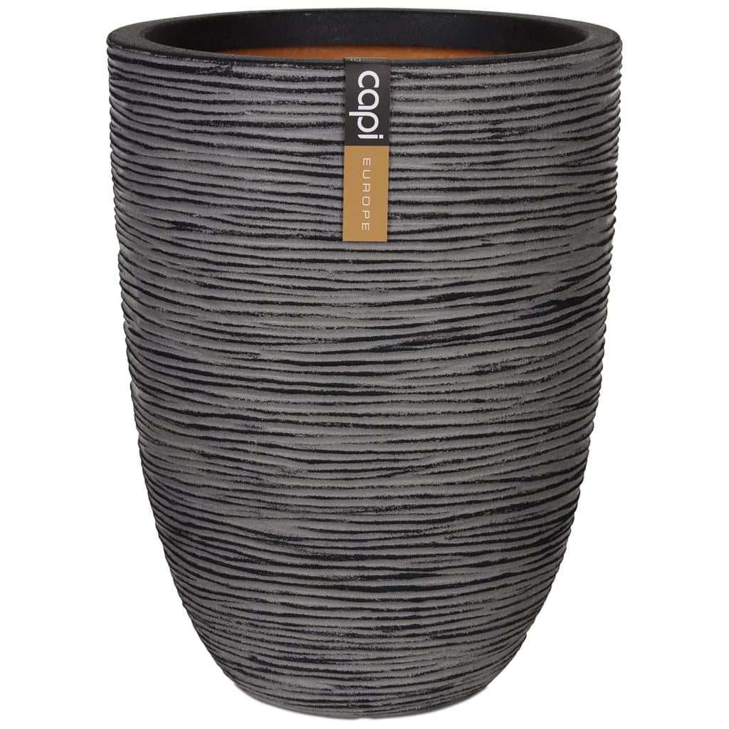 Capi Capi Flowerpot Nature Rib Elegant Low 46x58 cm Anthracite Kofz783