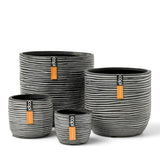 Capi Capi 4-Stéck Blumme Pot Set Natur Rib anstracit-faarweg