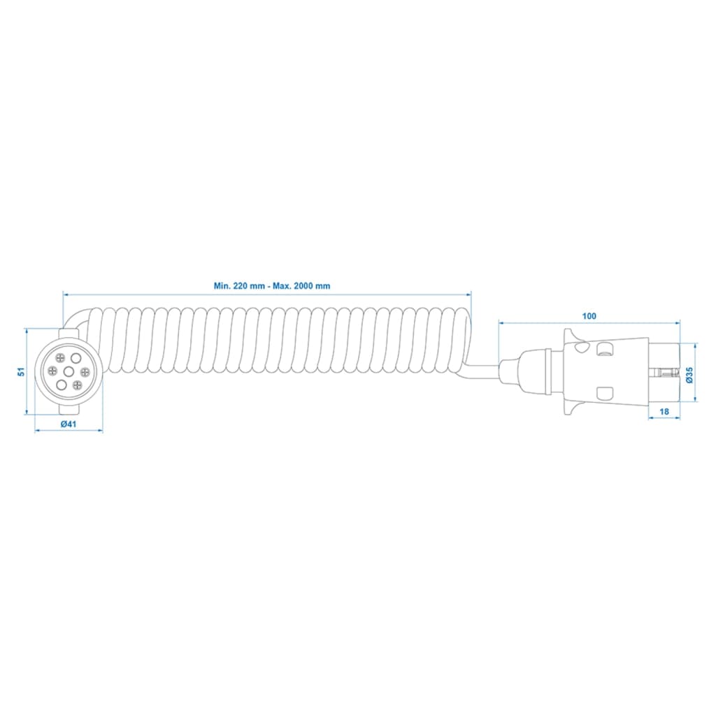 Kabel spiralny Proplus z wtyczką 2x7-pin 3 m