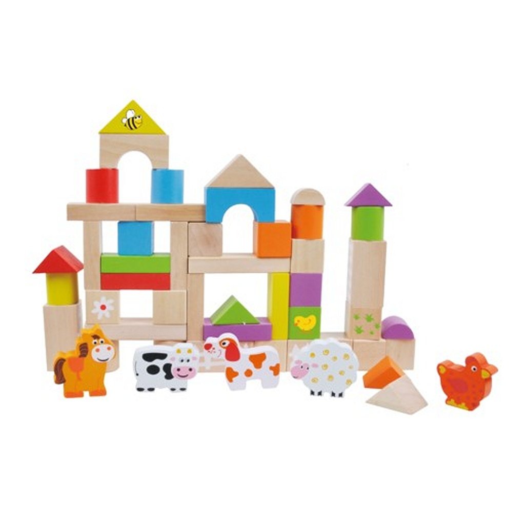 Simply for kids wooden blocks and animals 50-piece