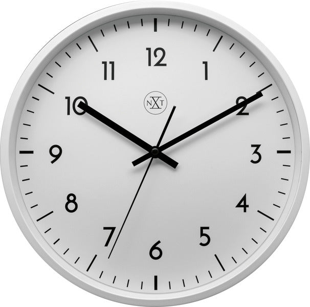 Nextime nextime nx-7320 wandklok nxt diameter 30cm kunststof wit, witte wijzerplaat