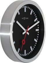 Nextime nextime ne-3998stzw wandklok 'station' ø19 cm, geborsteld aluminium zwart