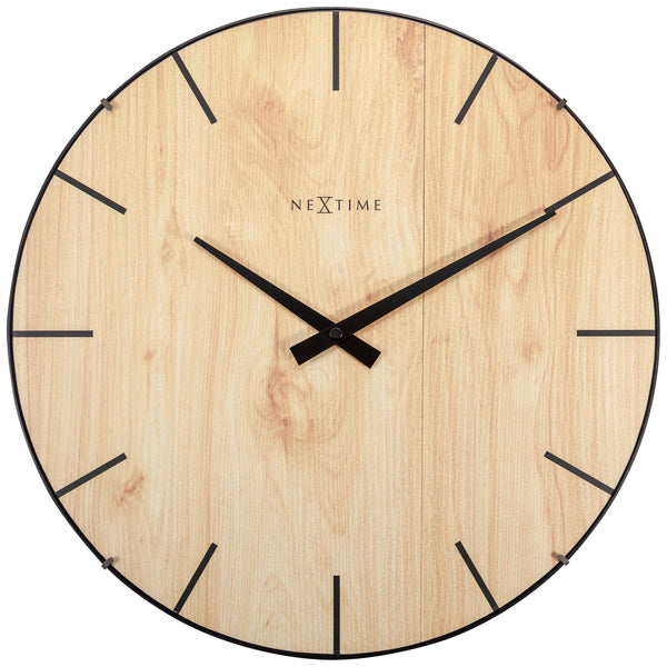 Nextime nextime ne-3249 wandklok edge-wood-dome dia 35cm kunststof licht bruin