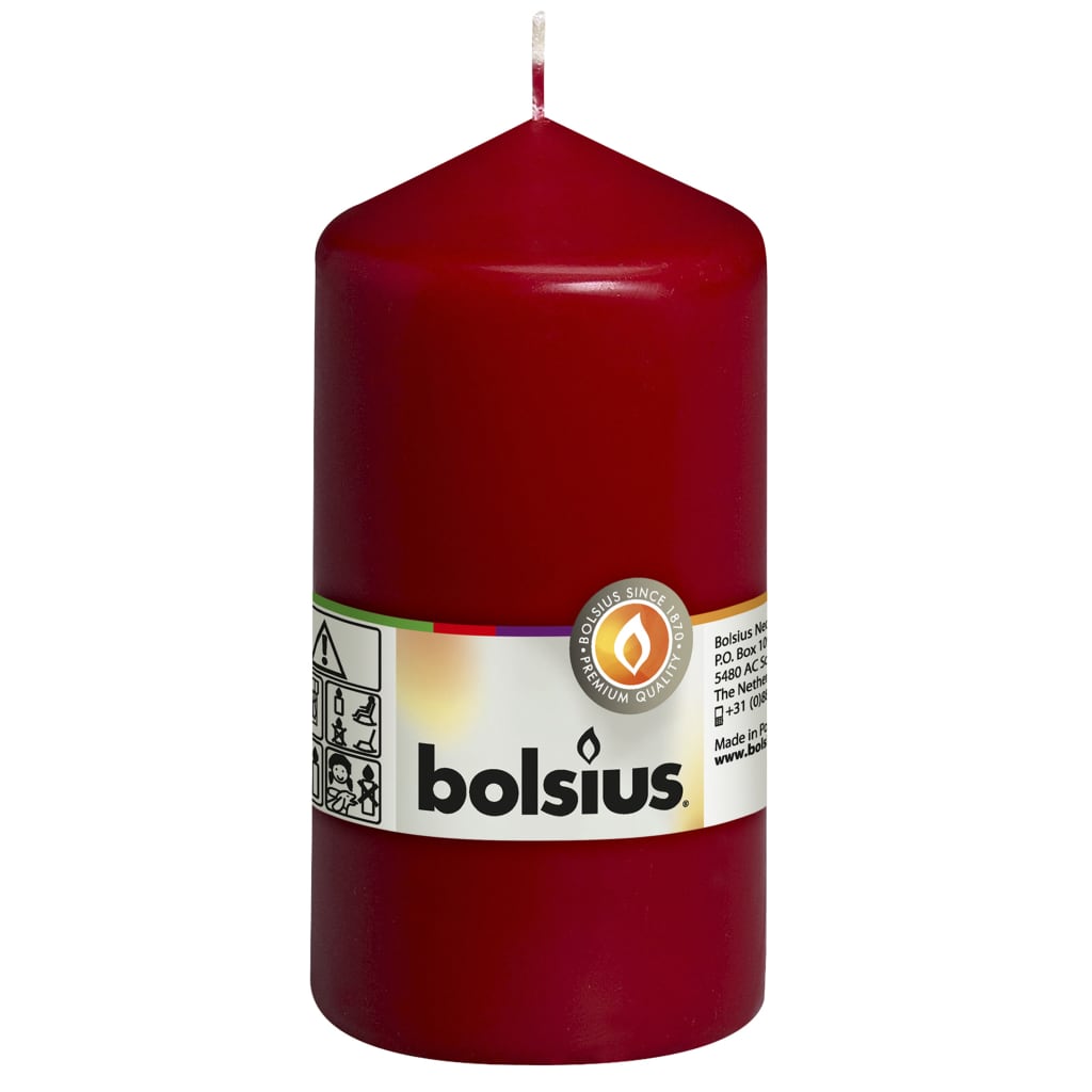 Bolsius Bolsius Stollen stearinlys 8 stk 130x68 mm vin rød