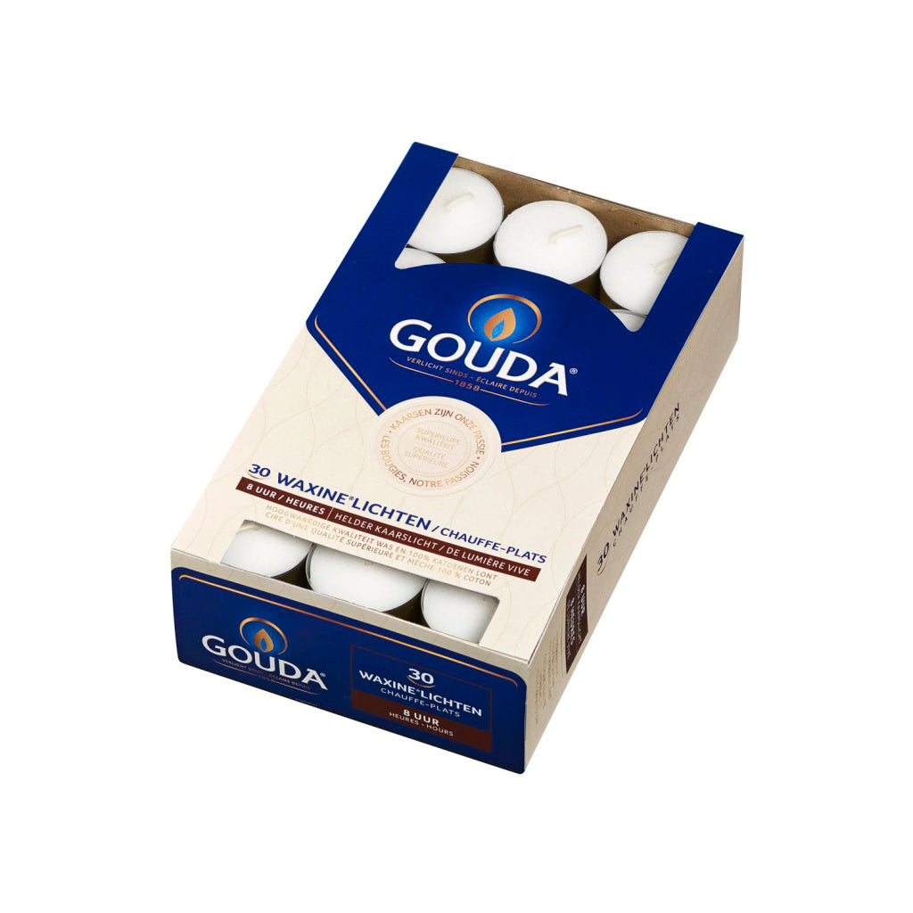 Gouda Tealights 8 godzin 30 sztuk białych