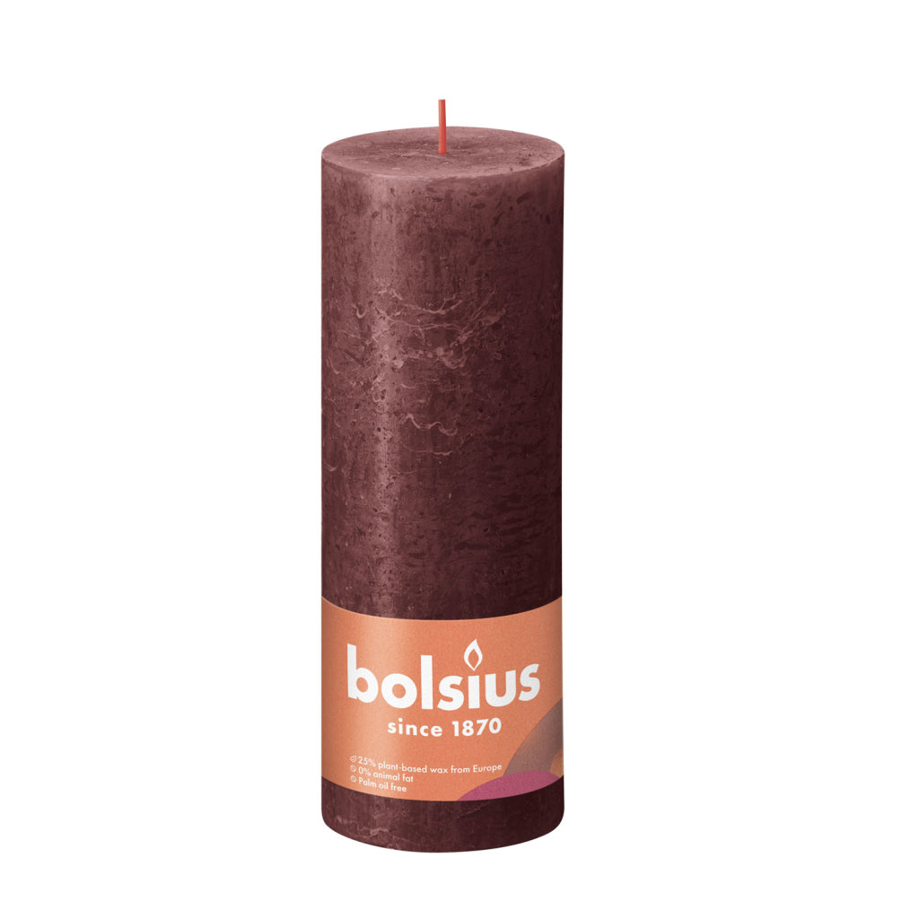 Bolsius Stub Candle 19x6,8 cm mørkerød