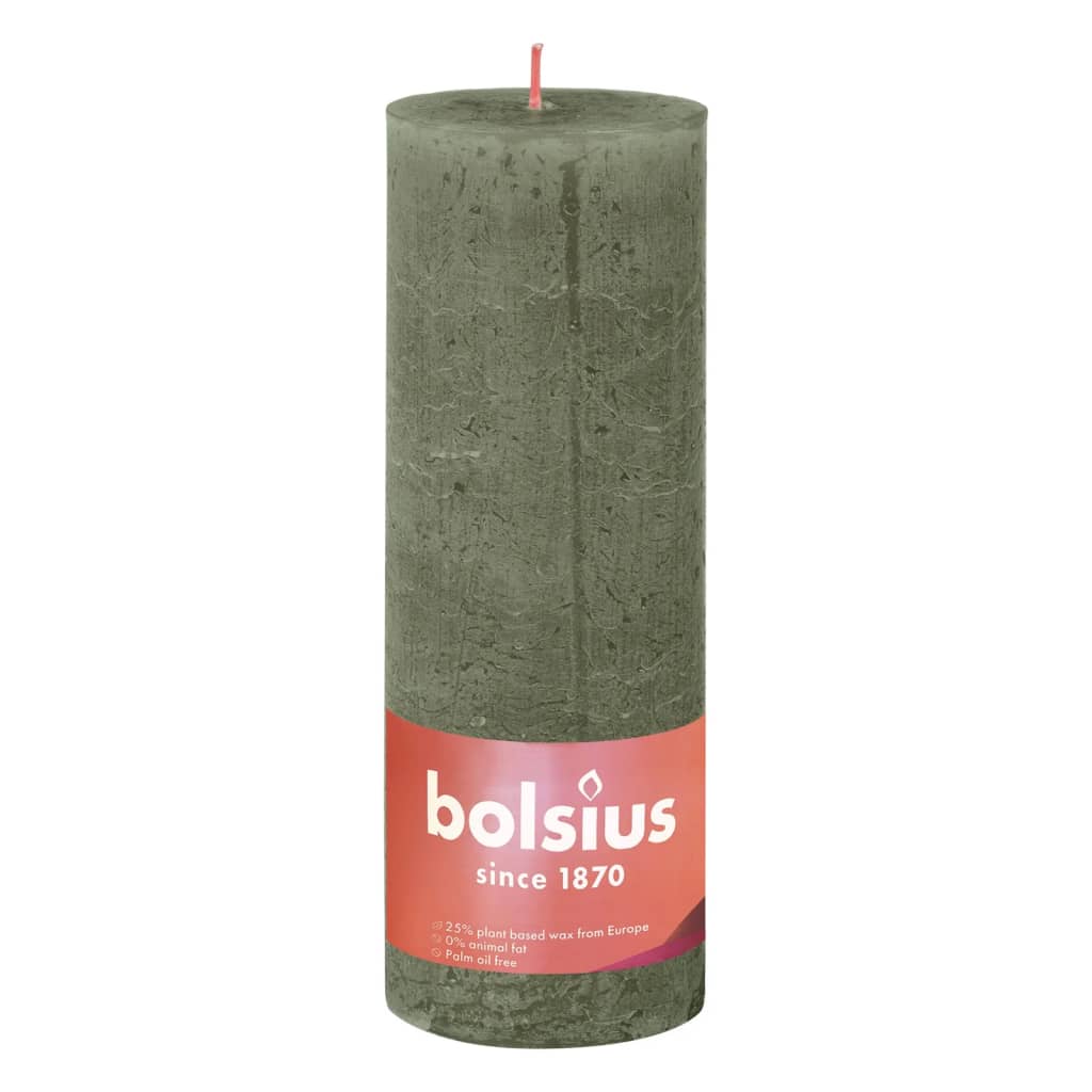 Bolsius Bolsius Stompkaarsen Shine 4 st rustiek 190x68 mm fris olijfkleurig