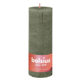 Bolsius Bolsius Stompkaarsen Shine 4 st rustiek 190x68 mm fris olijfkleurig