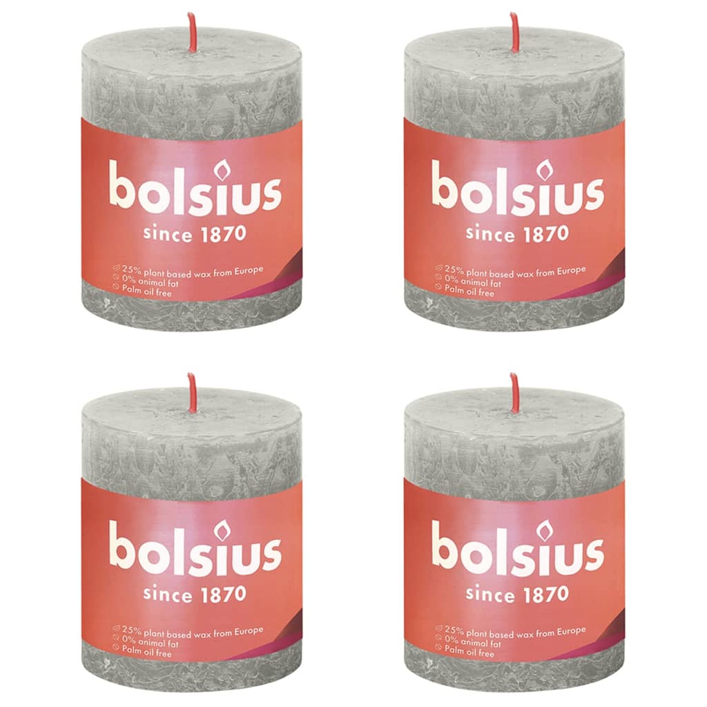 Bolsius Bolsius Stompkaarsen Shine 4 st rustiek 80x68 mm zandgrijs