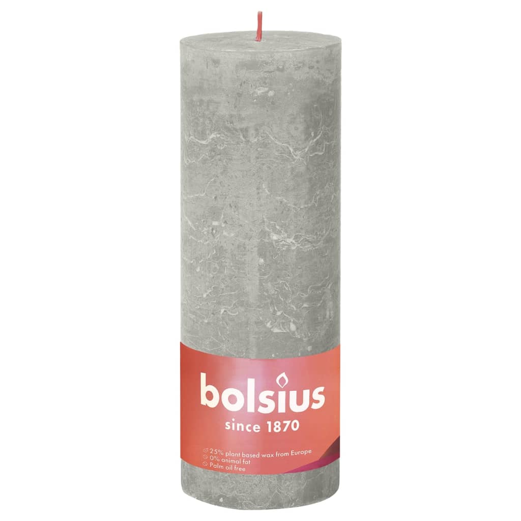 Bolsius Bolsius Stompkaarsen Shine 4 st rustiek 190x68 mm zandgrijs