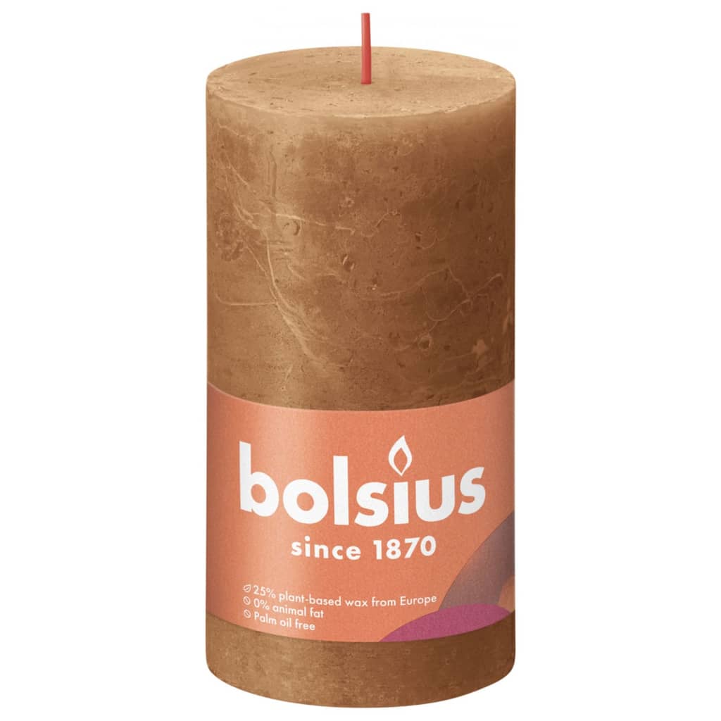 Bolsius Bolsius Stompkaarsen Shine 4 st rustiek 130x68 mm spice brown