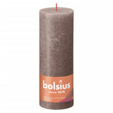 Bolsius Bolsius Stompkaarsen Shine 4 st rustiek 190x68 mm rustiek taupe