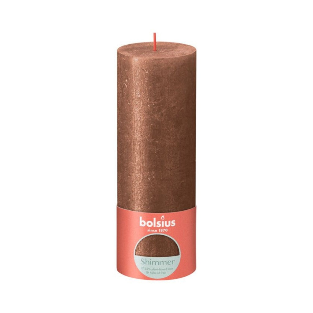 Bolsius Rustic Stub Candle 19x6,8 cm Shimmer Copper