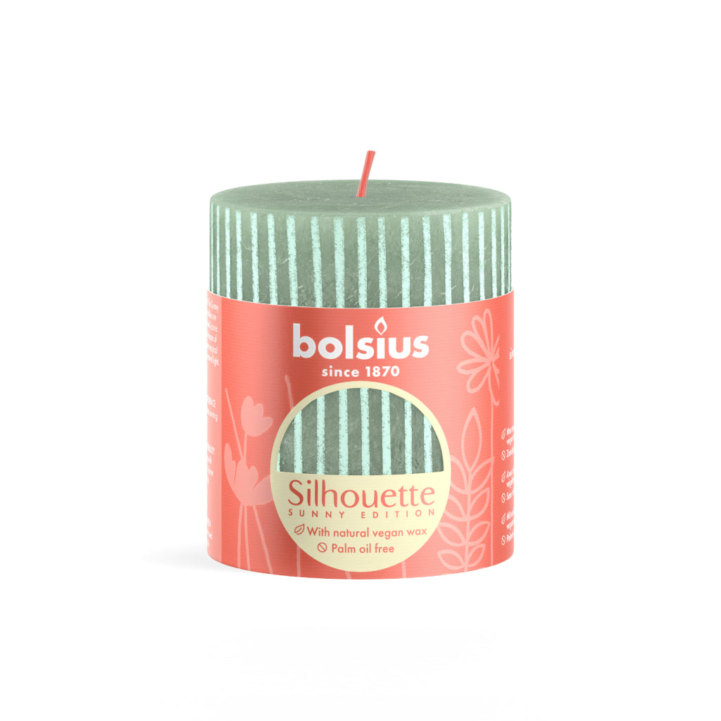 Bolsius Stub Candle Silhouette Jadegroen con stampa 8x6,8 cm