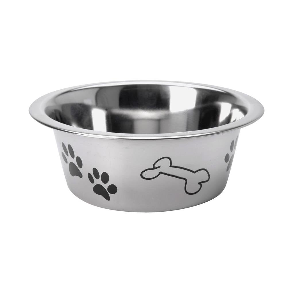 Basic dog food bowl with print 16 cm stainless steel