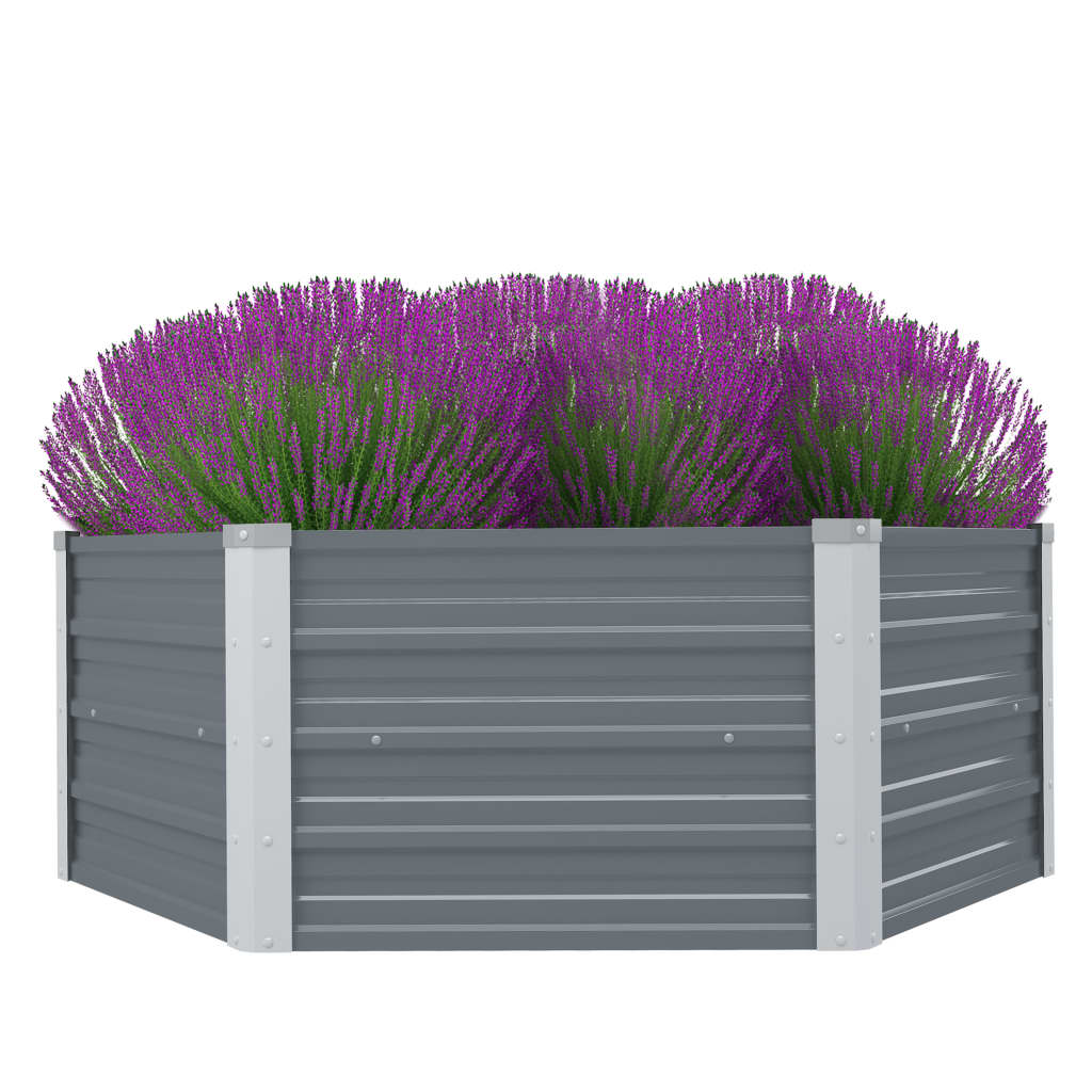 Plantador Vidaxl elevado 129x129x46 cm de acero galvanizado gris