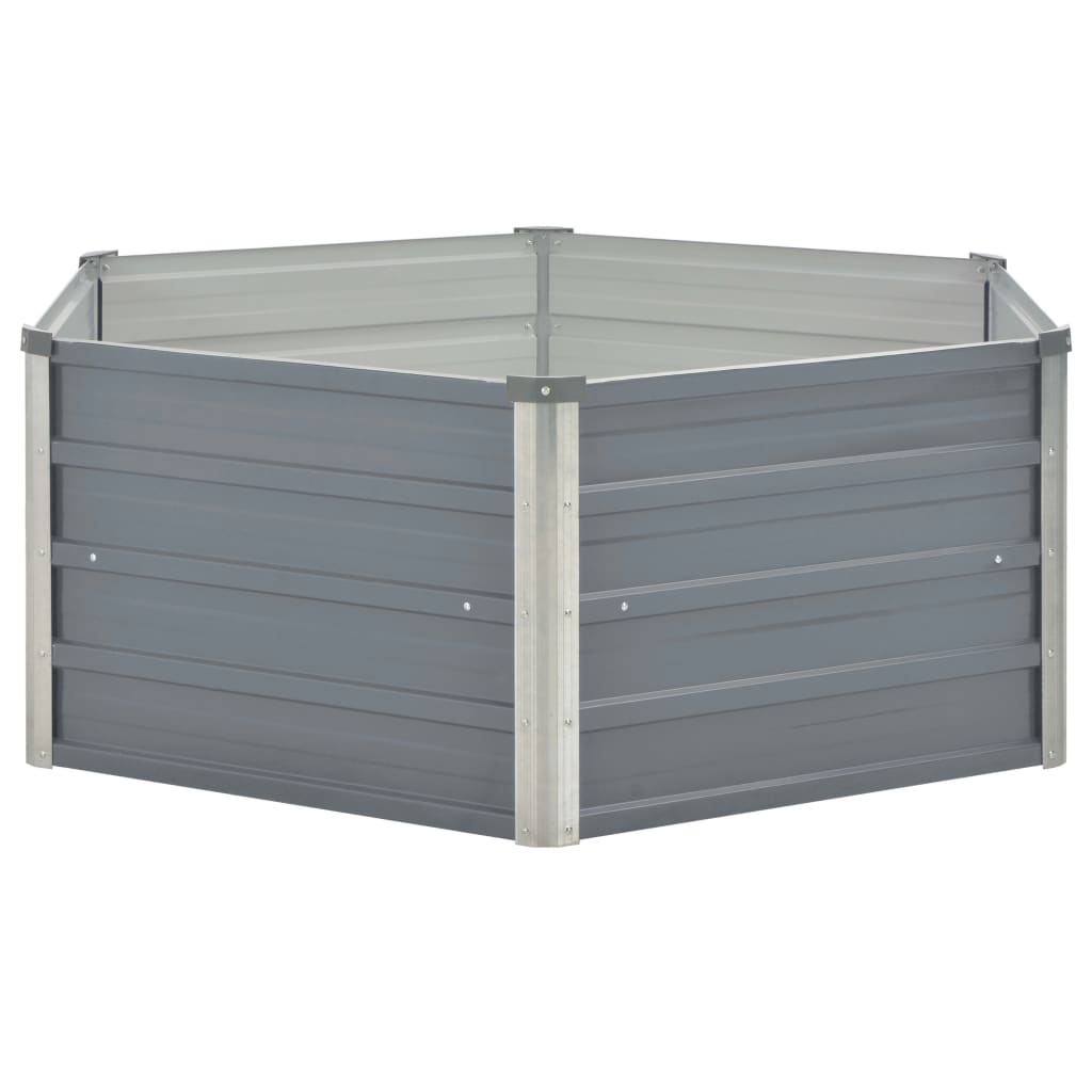 Plantador Vidaxl elevado 129x129x46 cm de acero galvanizado gris