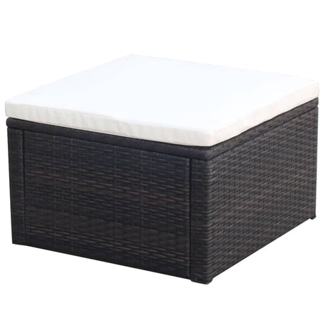 Vidaxl voetenbank poef bruin 53x53x30 cm poly rattan