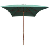 Vidaxl Parasol z lesenim drogom 200x300 cm zelena