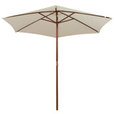 Vidaxl Parasol 270x270 cm lesena droga krema bela