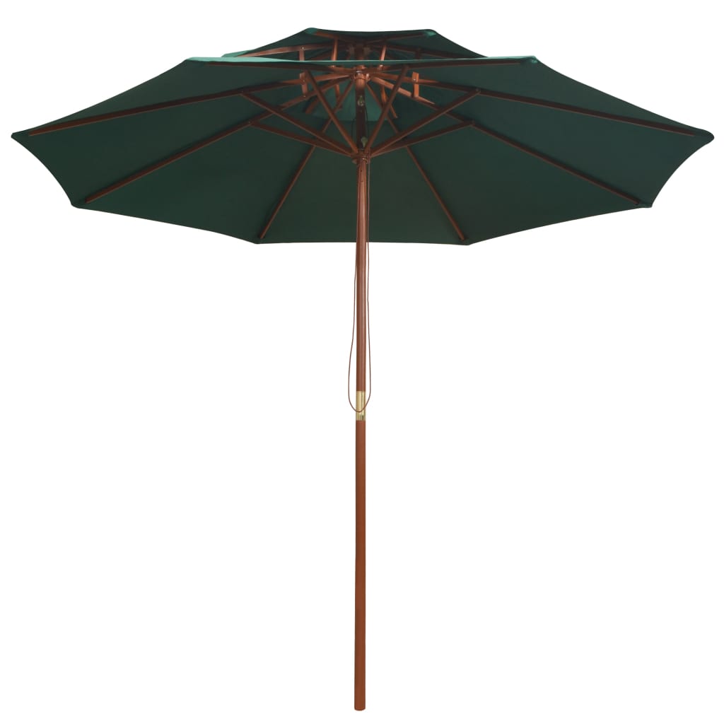 Vidaxl Double Decker Parasol 270x270 cm Green di legno