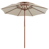 VidaXL Dubbeldekker parasol 270x270 cm houten paal crèmewit