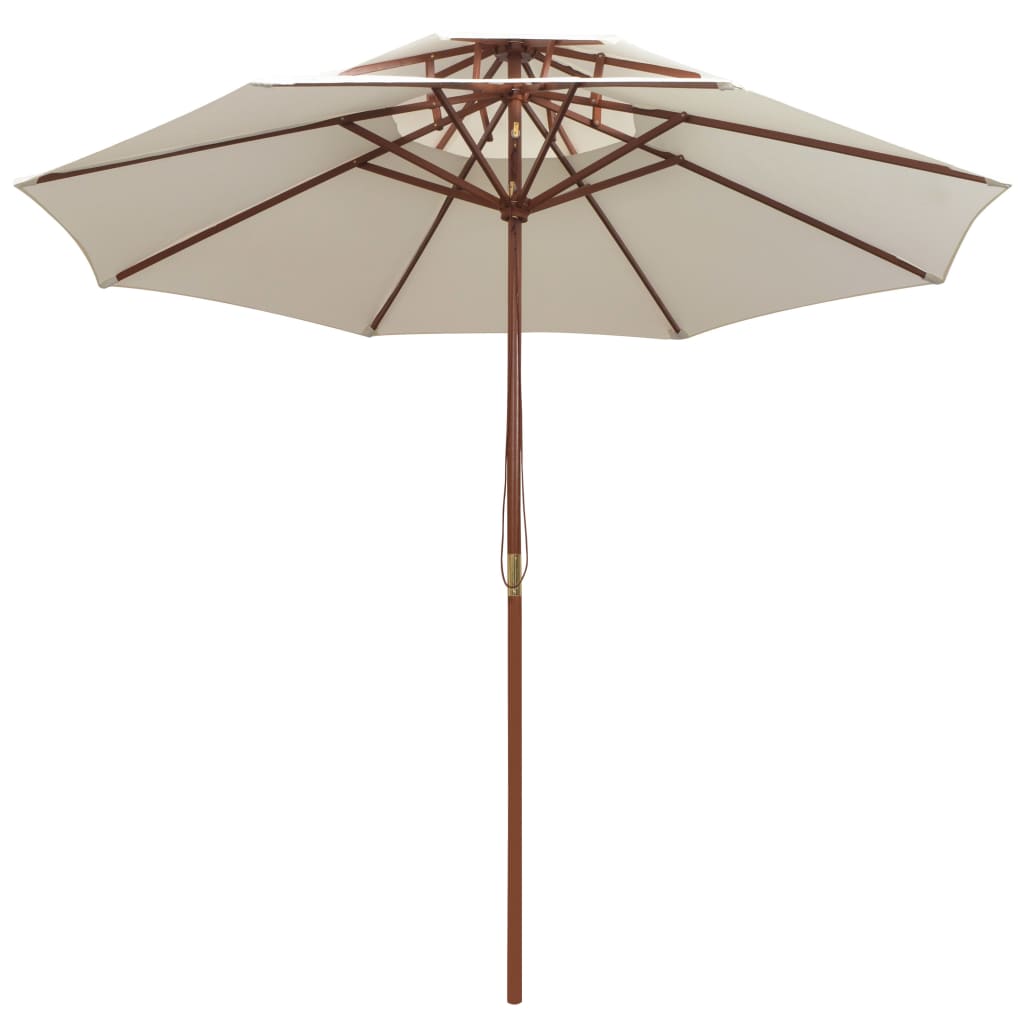 Vidaxl Double Decker Parasol 270x270 cm de madera de madera crema blanca