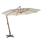 VidaXL Zweefparasol met houten paal 350 cm wit