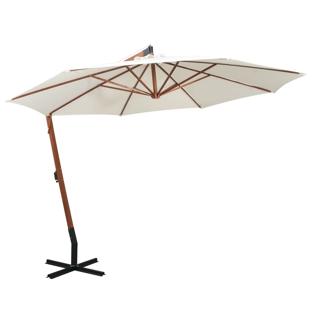 Parasol flotante de Vidaxl con poste de madera 350 cm blanco