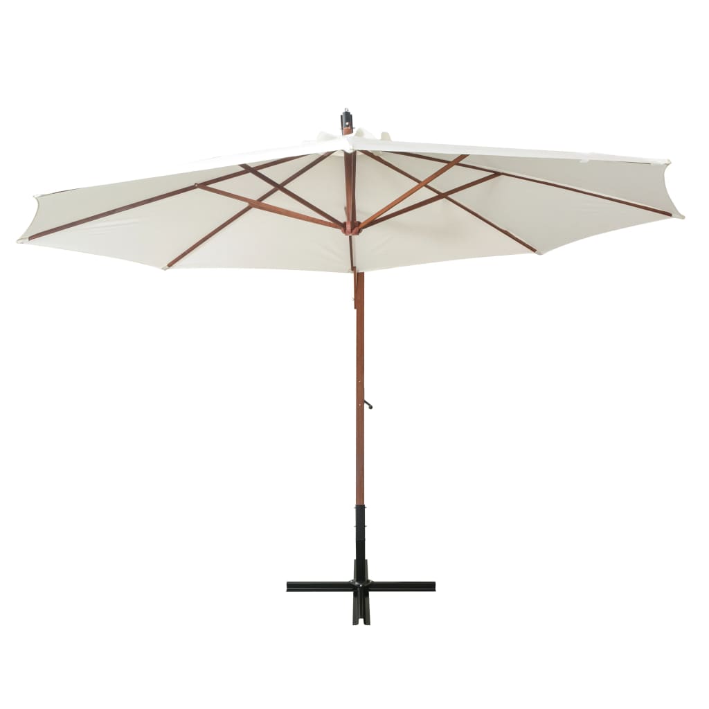 VidaXL Zweefparasol met houten paal 350 cm wit