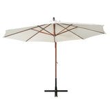 VidaXL Zweefparasol met houten paal 350 cm wit