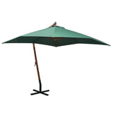 VidaXL Zweefparasol met houten paal 300x300 cm groen