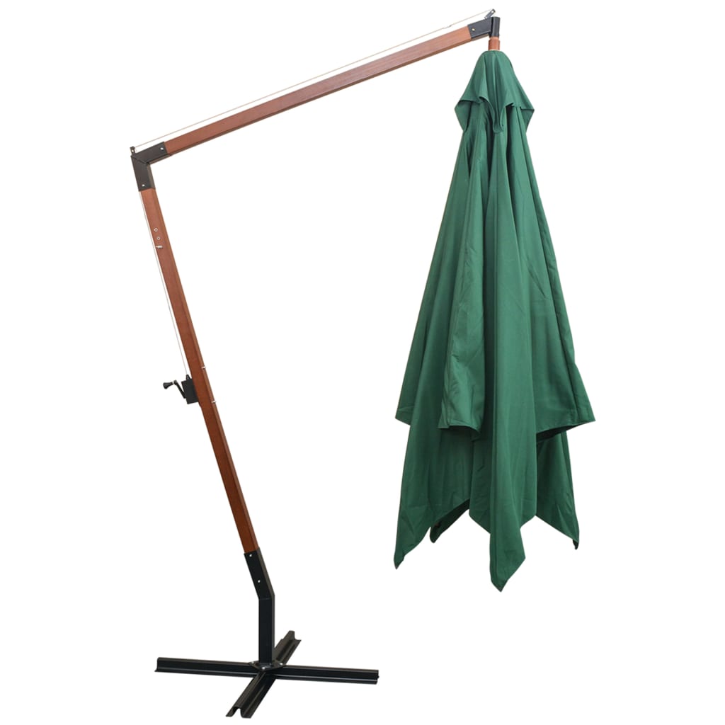 VidaXL Zweefparasol met houten paal 300x300 cm groen