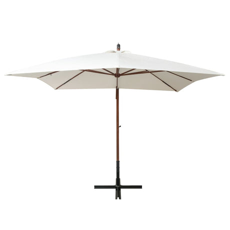 Vidaxl Parasol flottant avec poteau en bois 300x300 cm blanc