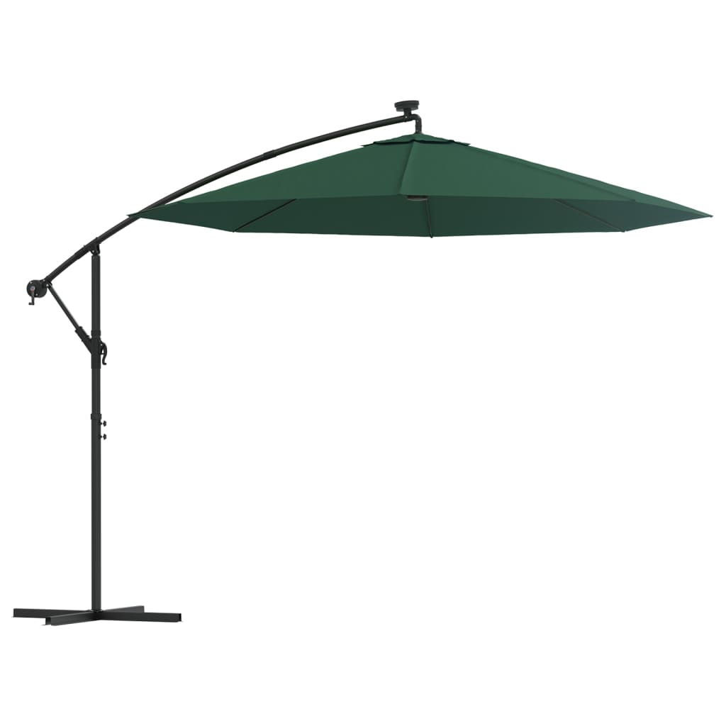 VidaXL Zweefparasol met LED-verlichting en metalen paal 300 cm groen